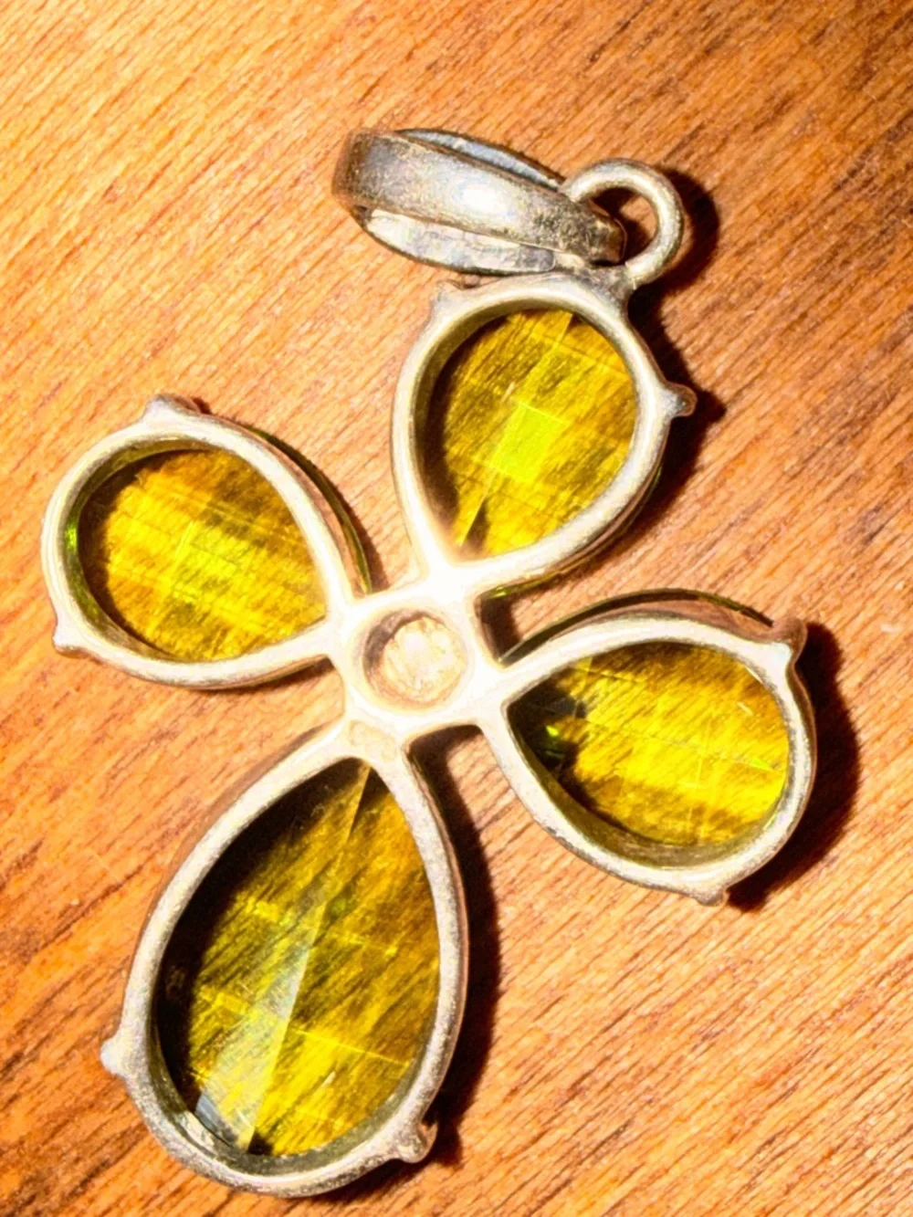 Vintage Sterling Silver Peridot & Marcasite Cross Pendant - 1.67 inch